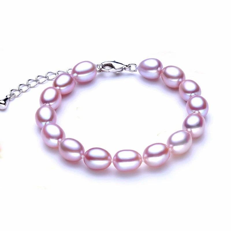 Freshwater Pearl Bracelet for Women,Real Natural Pearl Bracelets 925 Silver