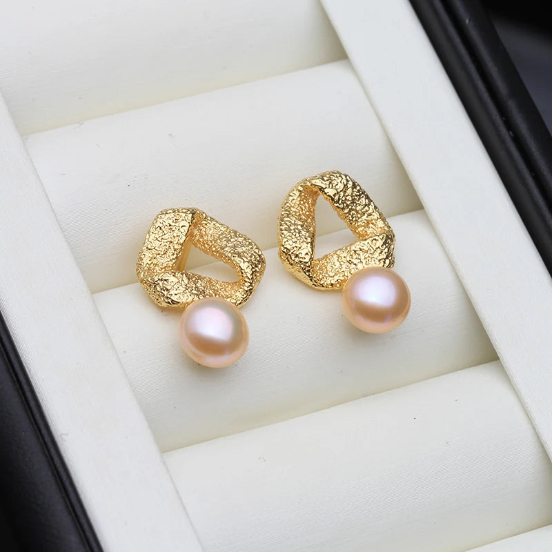 Genuine Freshwater Stud Earrings Pearl,Cute Bridal White Natural Pearl Earrings Wife Mother Birthday Gift Gray Purple