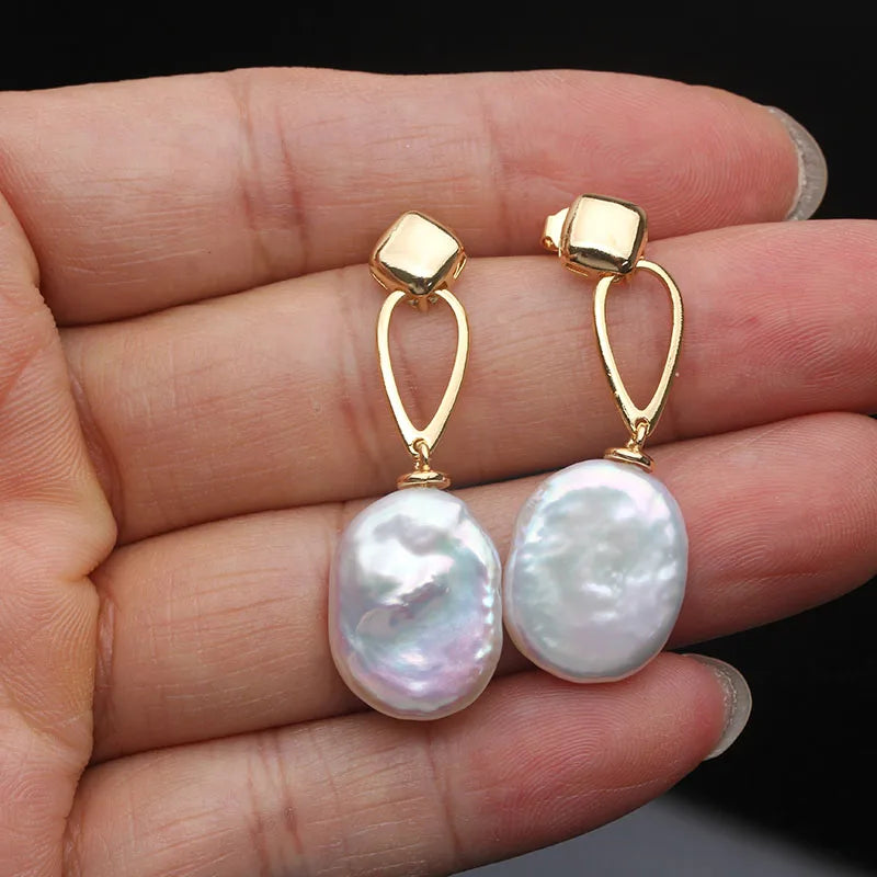 Genuine Original Baroque Pearl Earrings Jewelry Women,Cultured Earrings with Natural Pearls