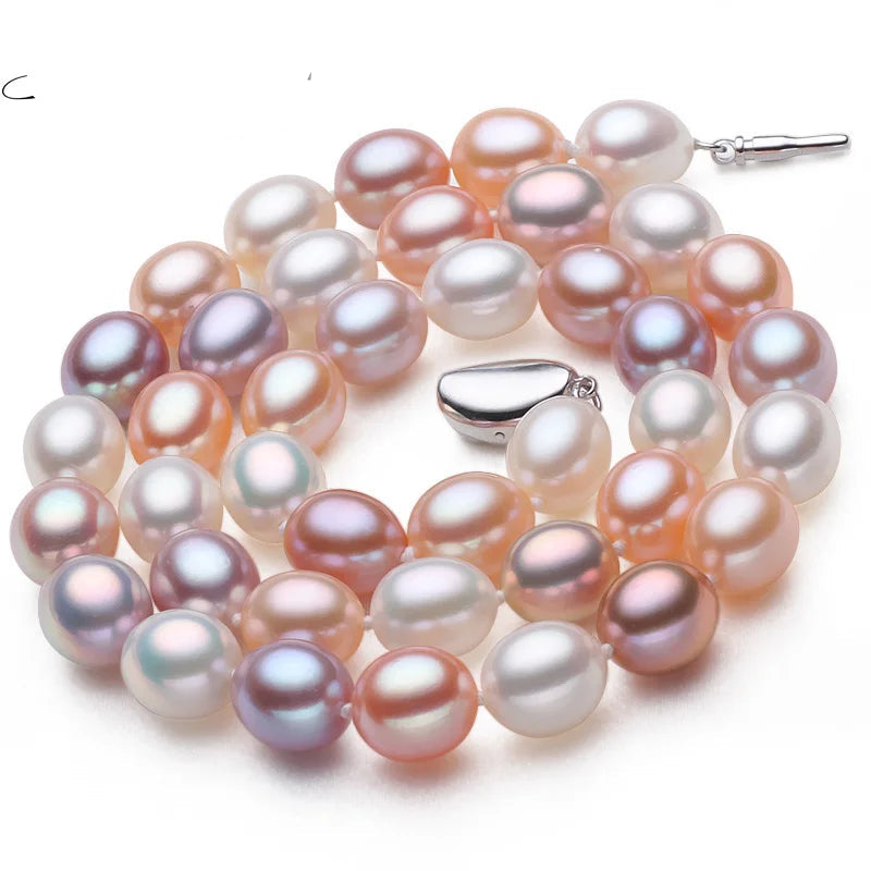 Freshwater Multicolor Pearl Necklace for Girls,Wedding Natural  Pearl Choker Necklaces