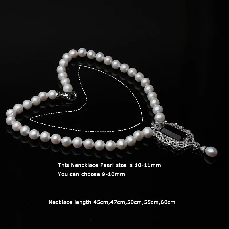 Fine Beads White Pearl Necklace Woman,Vintage Natural Freshwater Pearl Necklace Pendant