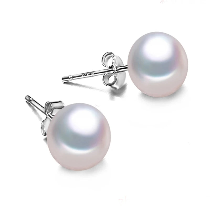 Real 925 Sterling Silver Pearl Stud Earrings  Freshwater Flat Pearl Earrings Leverback