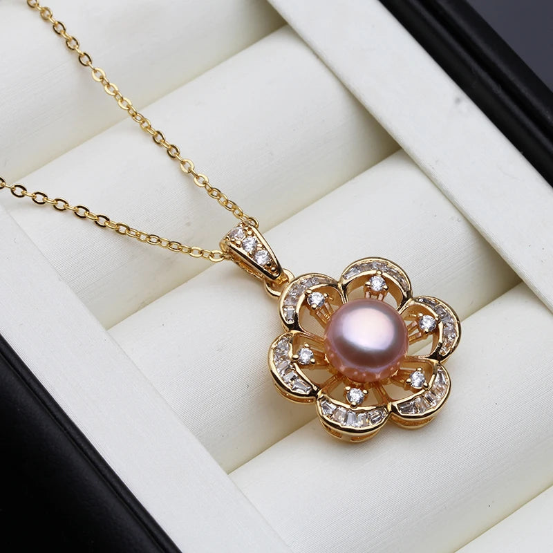Natural Pearl Pendant Necklaces Cute 18k Gold Plated Pearl Necklace