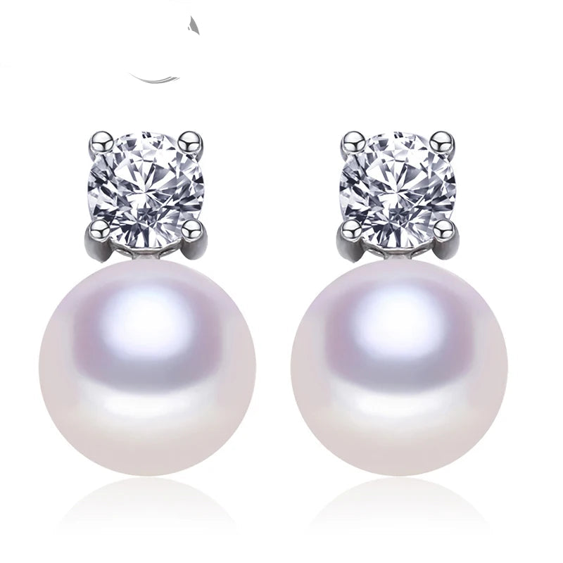 Genuine Natural Freshwater Pearl Earrings 925 Sterling Silver Stud Earrings With Natural Pearls