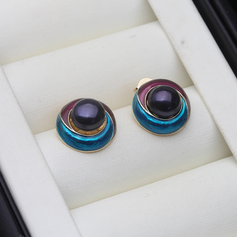 Real Cultured Freshwater Pearl Earrings For Women,925 Silver Pearl Stud Earring