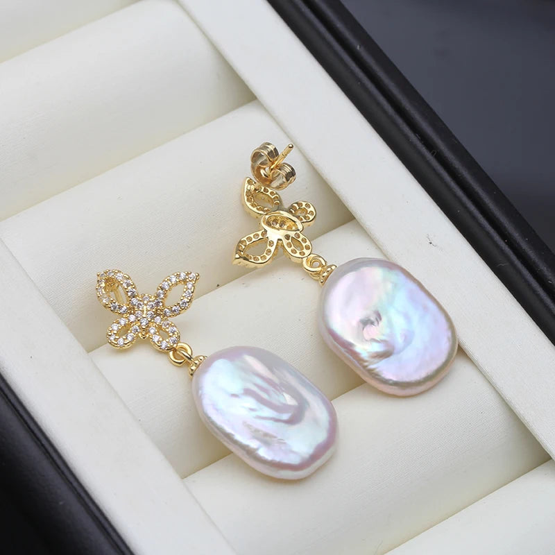 Real Big Natural Baroque Pearl Woman Earrings,Beautiful Fresh water Pearl Earrings Jewelry