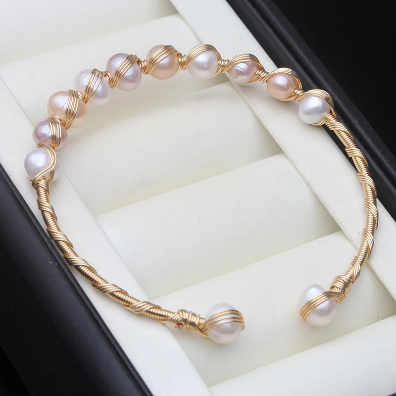 Real Freshwater Pearl Bracelet, Vintage Natural Pearl Bracelets Adjustable
