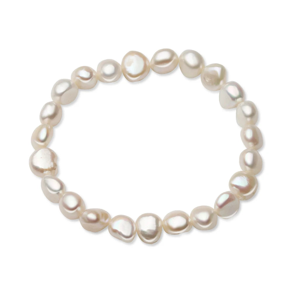 Real Freshwater Baroque Wide Pearl Elastic Bracelet,Large Pearl Jewelry Bracelet Adjustable