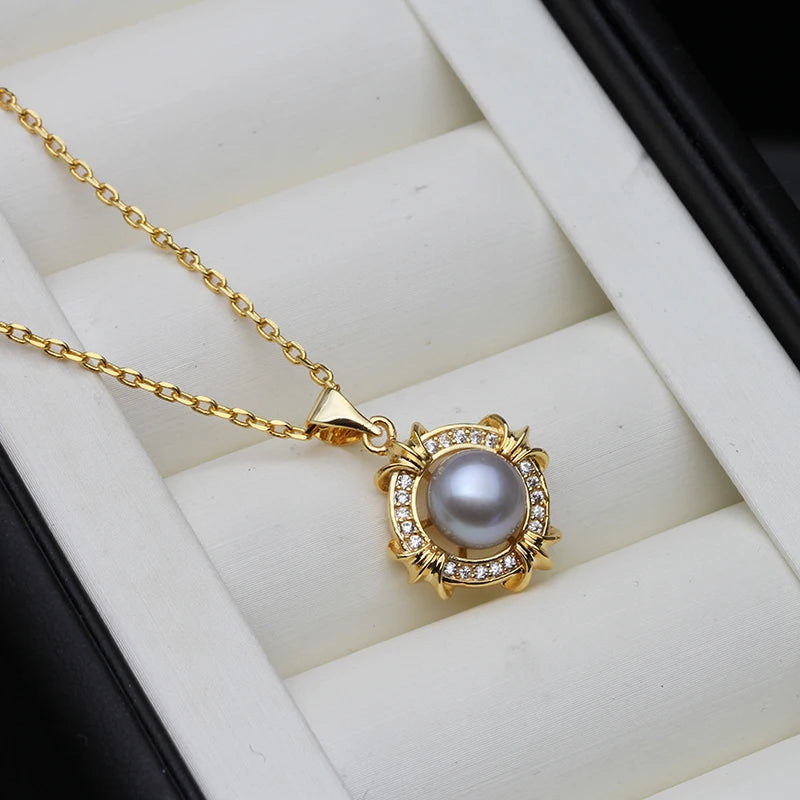 Freshwater Pearl Pendant Gold Plated For Women,Wedding White Pearl Necklace