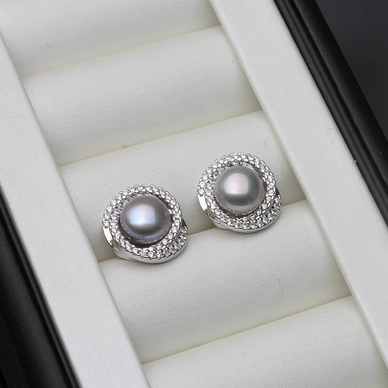 925 Sterling Silver Natural Freshwater Drop Pearl Earrings Jewelry