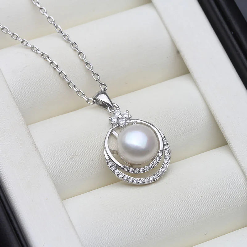 Real Natural Pearl Necklace Pendant Jewelry,Freshwater 925 Pearl Pendant Silver