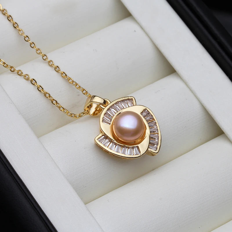Real Natural Fresh Water Small Pearl Pendant Women,Trendy Gold Plated Pearl Pendant Pendant