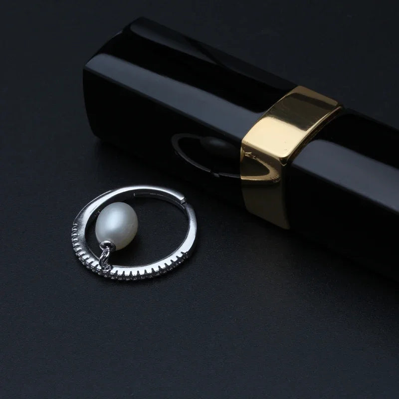 Genuine Freshwater Pearl Rings,925 Silver Pearl Ring Adjustable
