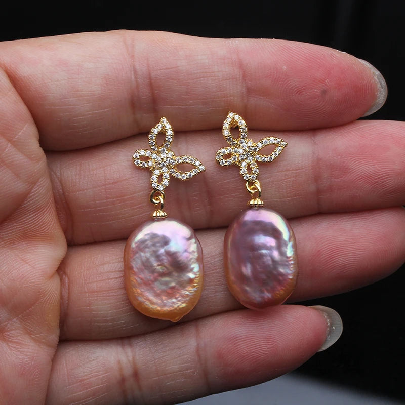 Real Big Natural Baroque Pearl Woman Earrings,Beautiful Fresh water Pearl Earrings Jewelry