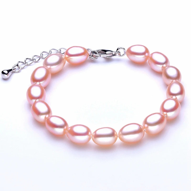 Freshwater Pearl Bracelet for Women,Real Natural Pearl Bracelets 925 Silver