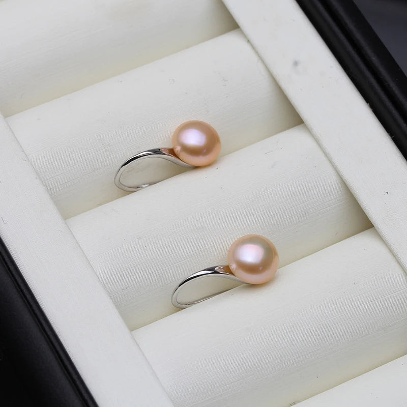 Gray Natural Pearl Earrings, 925 Sterling Silver Freshwater Pearl