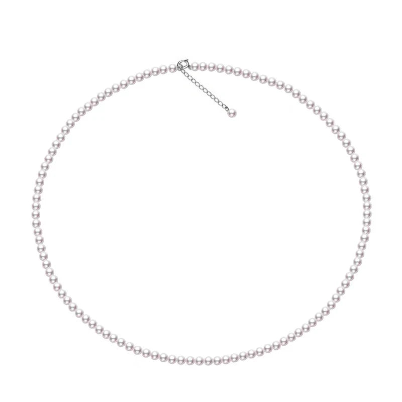 3-4mm Natural Freshwater Round Small Pearl Necklace for Women 925 Silver Lock Top Quality
