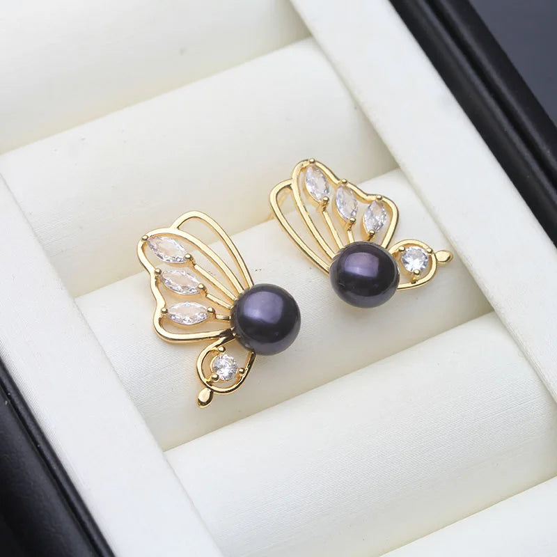 Genuine Freshwater Pearl Earrings For Women,Trendy Cultured Jewelry Stud Earrings
