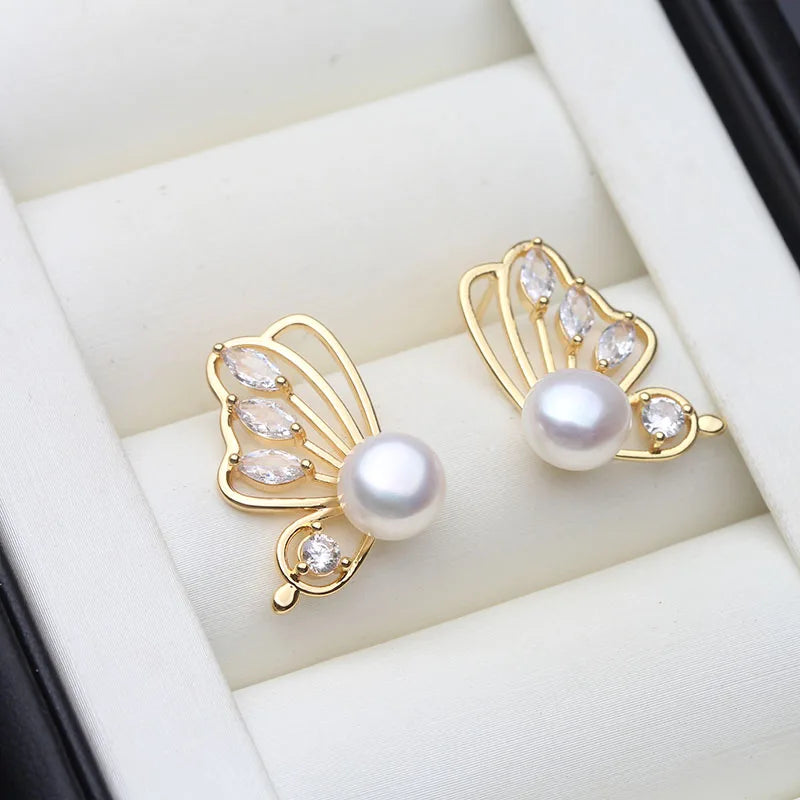 Genuine Freshwater Pearl Earrings For Women,Trendy Cultured Jewelry Stud Earrings