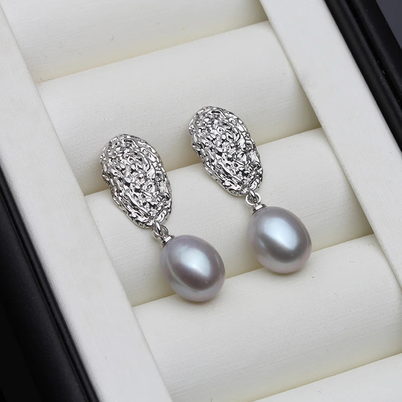 Real Freshwater Natural Pearl Earring 925 Silver Pearl Earring