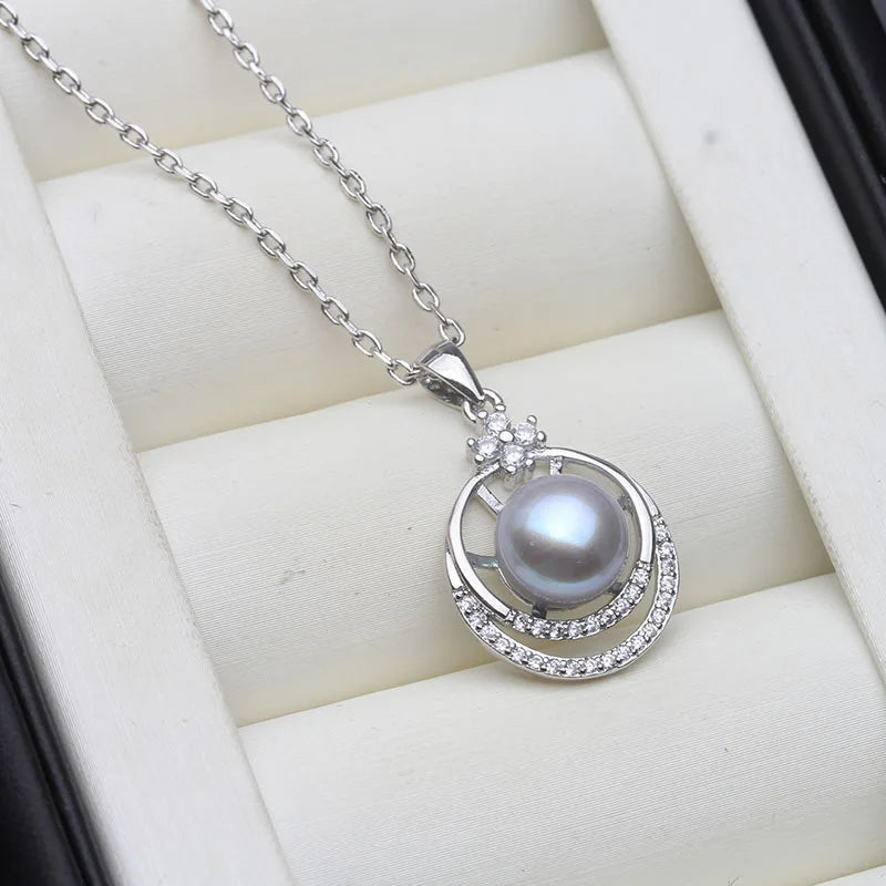 Real Natural Pearl Necklace Pendant Jewelry,Freshwater 925 Pearl Pendant Silver