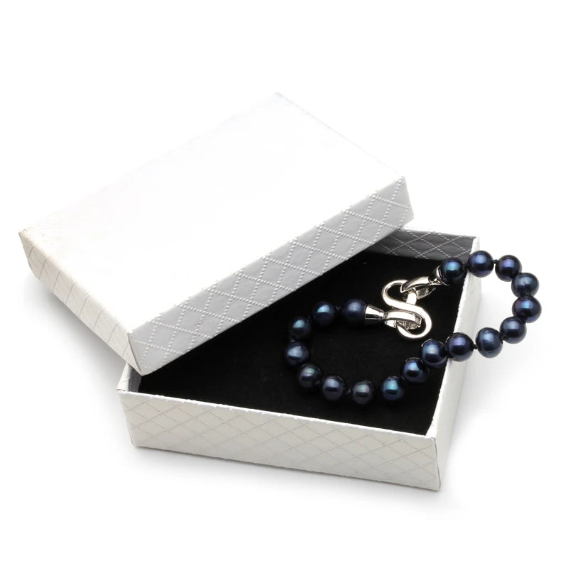 Natural Freshwater Round Black Pearl Necklace For Women 925 Silver Mother